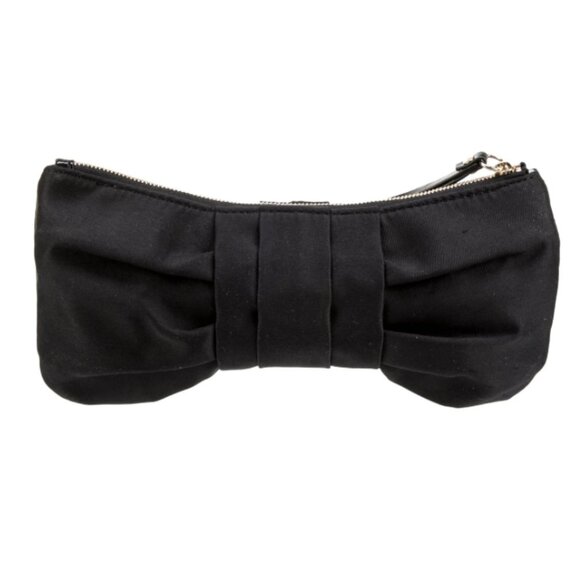 Kate Spade Black Bow Wristlet Pouch Polka Dot Lined Cosmetic Bag - Picture 4 of 4